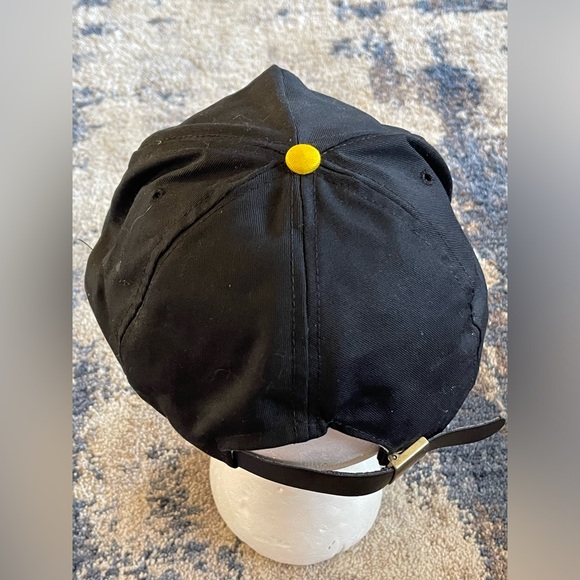 Vintage 1990s Lowes Strap Back Hat Cap Black Embroidered Yellow Rope - Picture 2 of 7